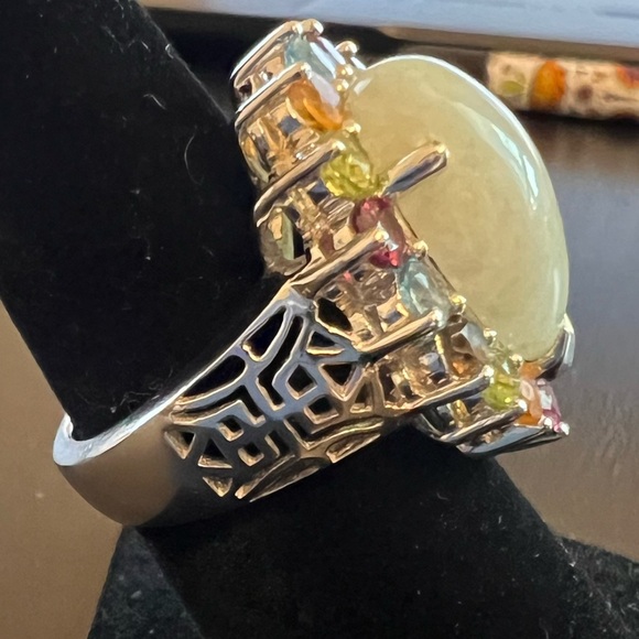 Ross Simons sterling Jade and multi gemstone ring - Picture 3 of 10